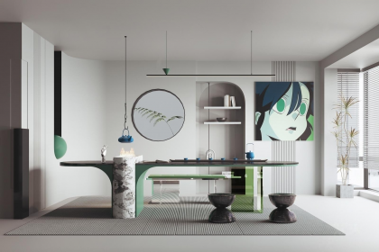 現代時尚玻璃茶幾